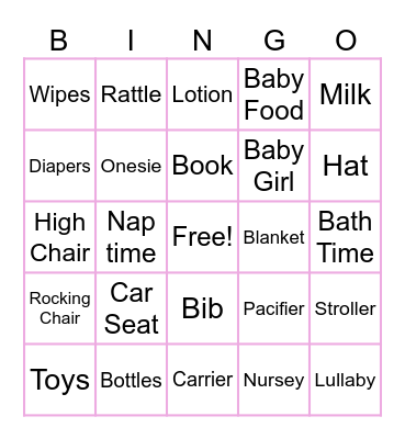 Baby in Bloom Bingo Card