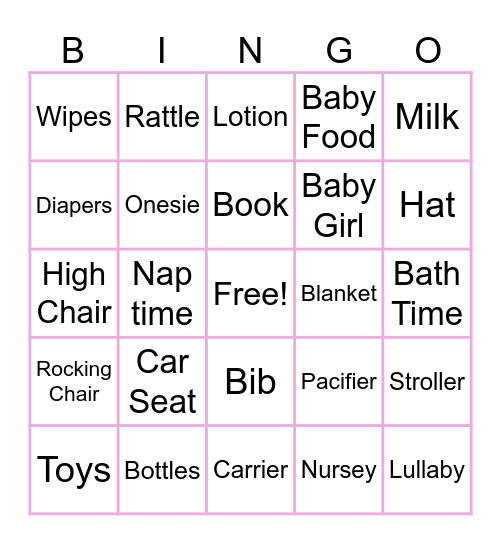 Baby in Bloom Bingo Card