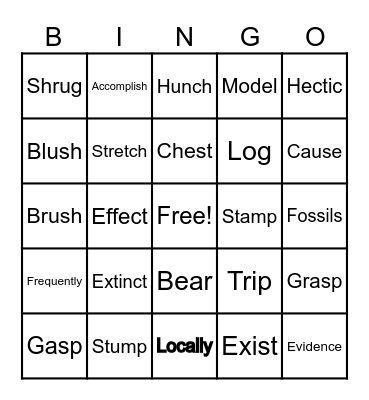 Unit 3 Vocabulary Bingo Card