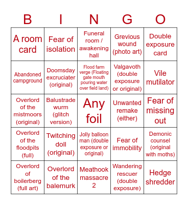 Mono huskcorn want Bingo Card