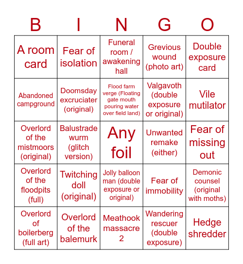 Mono huskcorn want Bingo Card