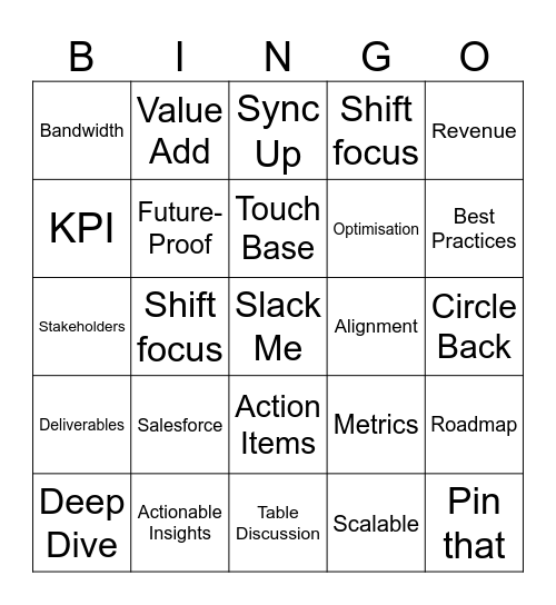 Buzzword Bingo Card