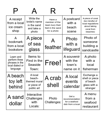 Liz's Last Toast on The Coast Bingo Card