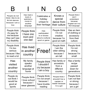 Diversity & Intersectionality Bingo Card