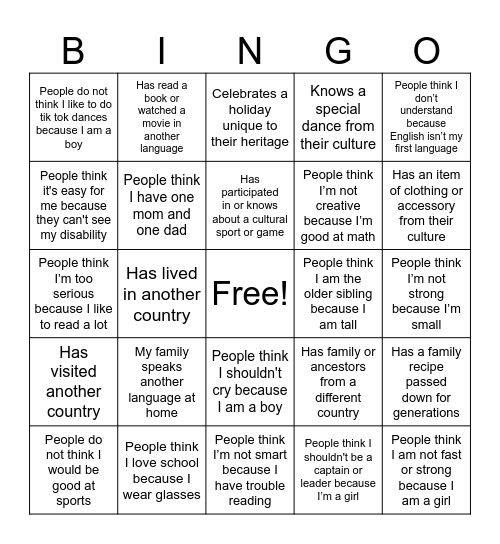 Diversity & Intersectionality Bingo Card