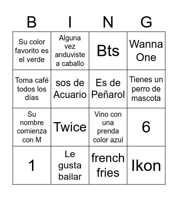 Ocean Bingo Card