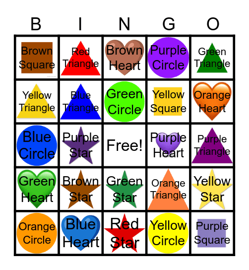 Color & Shape Bingo Card