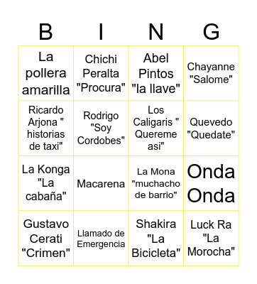 BINGO MUSICAL ! Bingo Card
