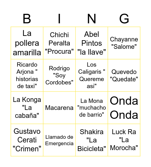 BINGO MUSICAL ! Bingo Card