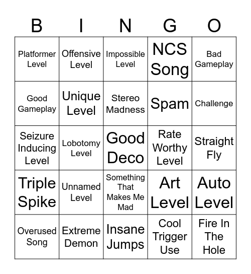 GD Bingo Card