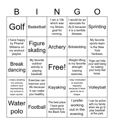Maceo's Bingo Card