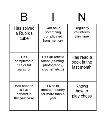 Find someone who... Bingo Card