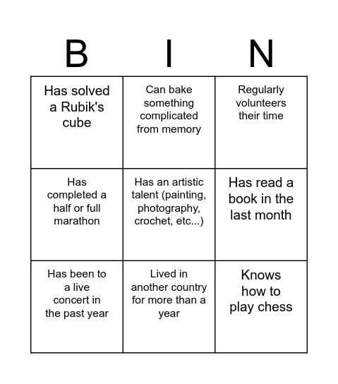 Find someone who... Bingo Card