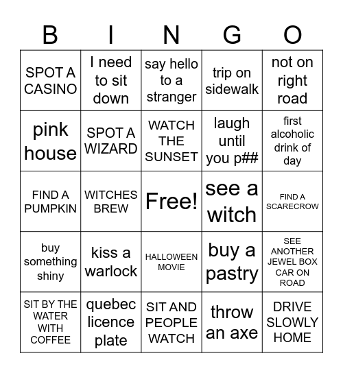 ROAD TRIP BINGO Card