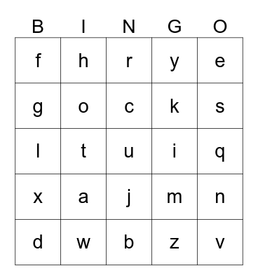 ABC Bingo Card