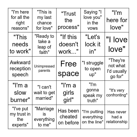 MUMMLE + MIKEY'S MAFS BINGO Card