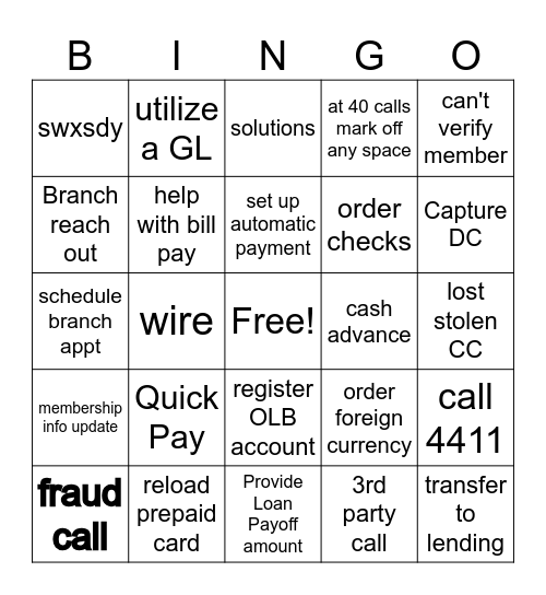 Bemidji CC MAC Team Bingo Card