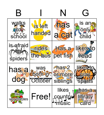 Get to know you bingo Card
