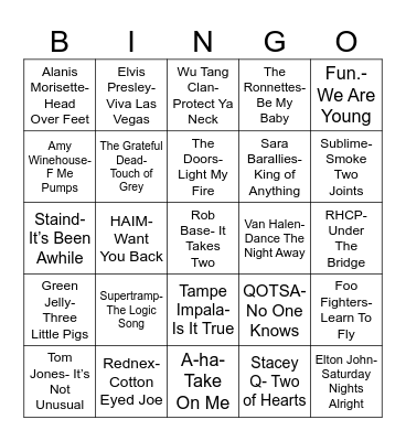 Radio Bingo Three Word Title Bingo Card