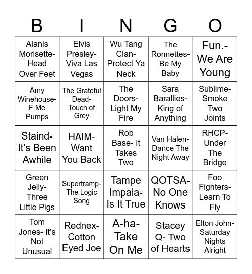 Radio Bingo Three Word Title Bingo Card
