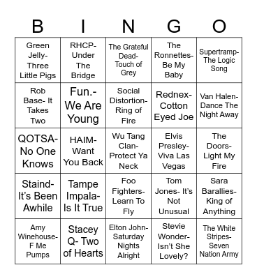 Radio Bingo Three Word Title Bingo Card