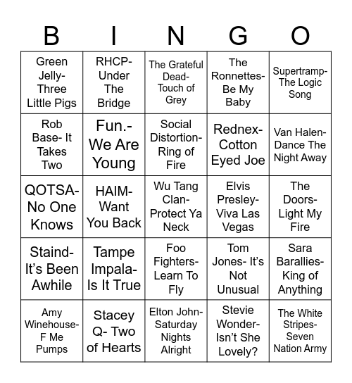 Radio Bingo Three Word Title Bingo Card