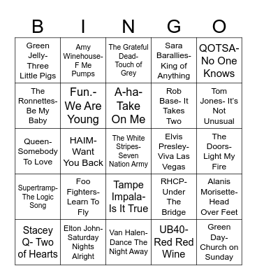 Radio Bingo Three Word Title Bingo Card