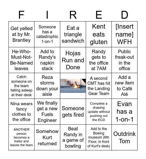 C-17 Mech Sys "FIRED" Bingo Card