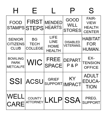 LIFESKILLS COMMUNITY RESOURCES Bingo Card