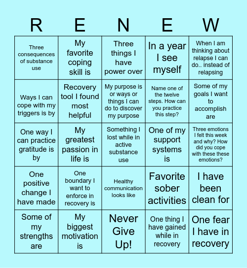 One Day at a Time Bingo Card