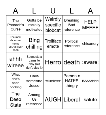 Alula Bingo Card