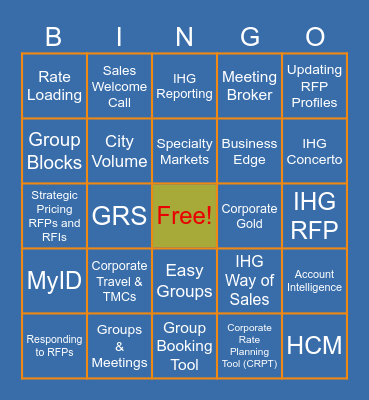 Hotel Sales Support Bingo Card