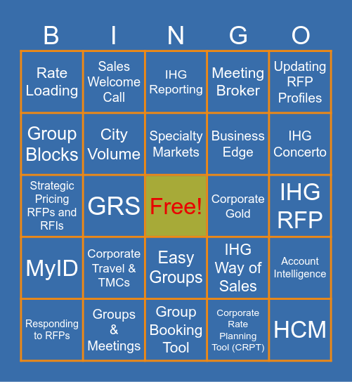 Hotel Sales Support Bingo Card