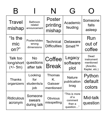 Bartol Bingo Card