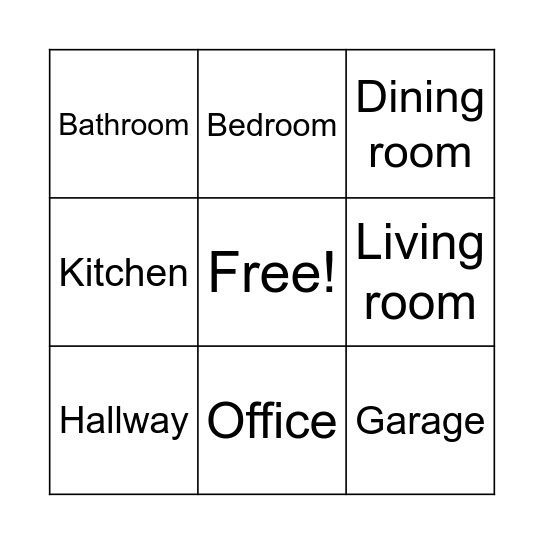 Rooms in the House Bingo Card