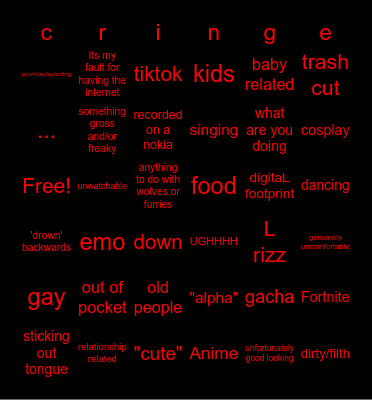 cringe comp bingo Card