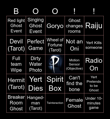Phasmo Bingo Card