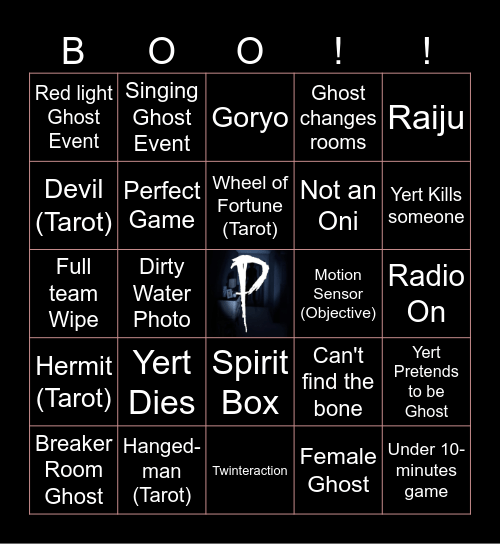 Phasmo Bingo Card