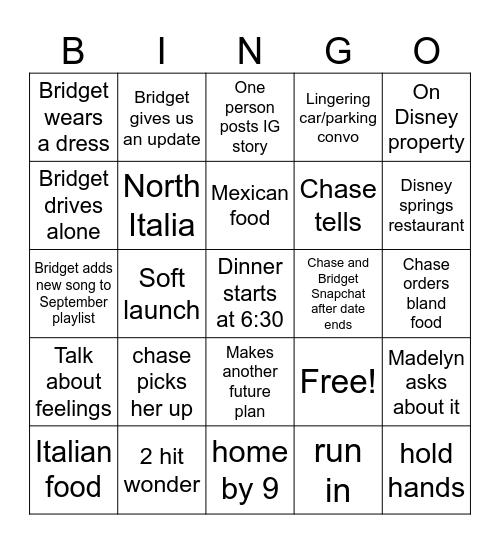 2nd Date ! Bingo Card