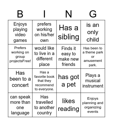 Find someone who... Bingo Card