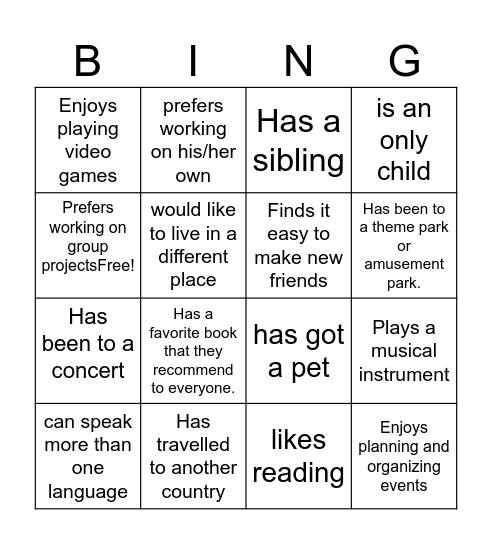Find someone who... Bingo Card