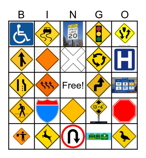 Road Signs PDA Bingo Card