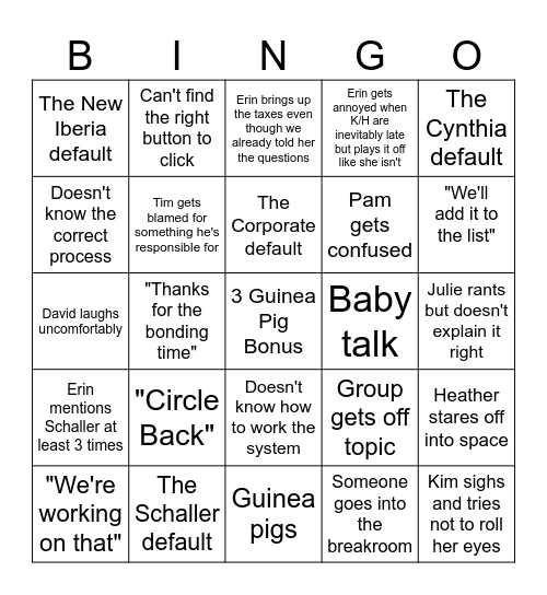 ADMIN Bingo Card