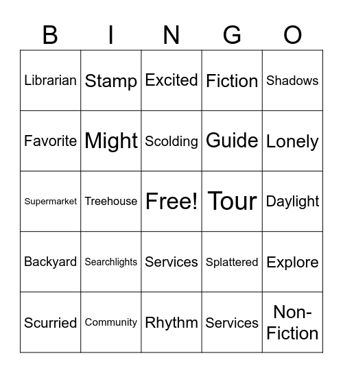 Vocabulary Bingo Card