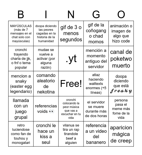 Bingo de La Coñgoang Bingo Card