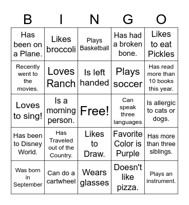 Student Board of Directors Bingo Card