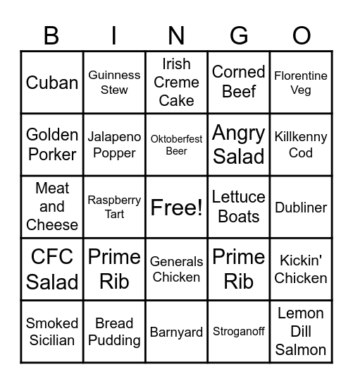 Blarney Bingo Card