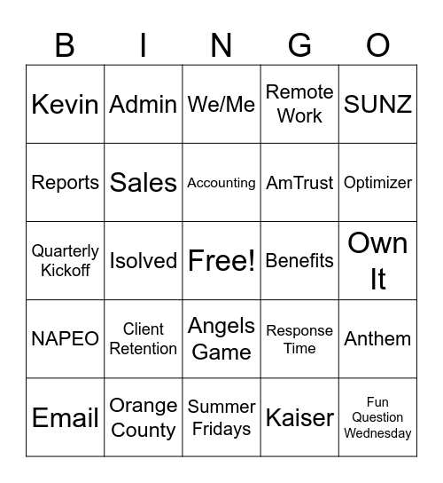 Optimum Bingo Card