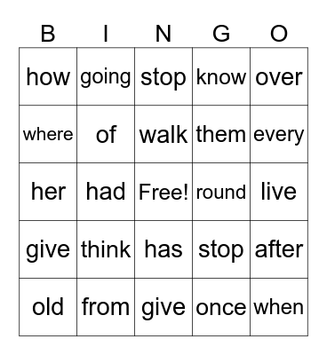 Dulce Bingo Card