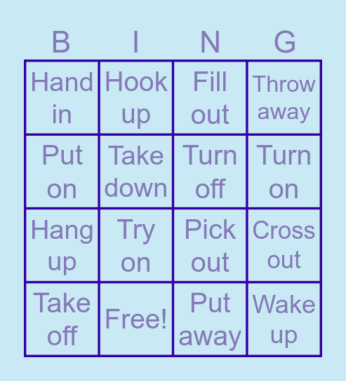 Phrasal verbs Bingo Card